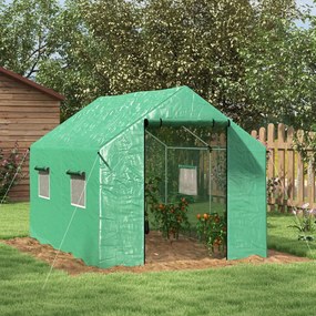 Estufa tipo Túnel 2x3x2 m Estufa de Exterior com 4 Janelas de Malha e Porta com Fecho de Correr Estufa para Cultivos Anti UV Verde