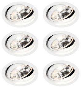 Conjunto de 6 Focos Embutidos Redondos Ajustáveis Brancos - Chuck 111