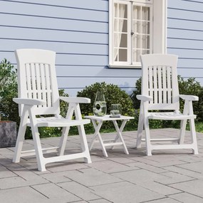 Cadeiras de jardim reclináveis 2 pcs PP branco