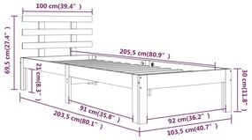 Estrutura de cama 100x200 cm madeira maciça branco