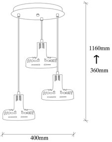 Chandelier Fellini – Preto/Cobre – Diâmetro 40 cm
