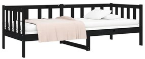 Sofá-cama 80x200 cm madeira de pinho maciça preto