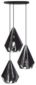 Candeeiro suspenso industrial preto com malha 3 luzes - Carcass Industrial