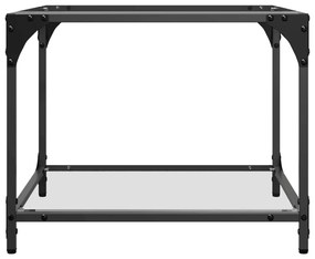 Mesa de centro c/ topo em vidro transparente 50x50x40 cm aço