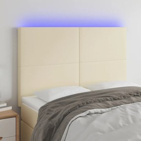 vidaXL Cabeceira cama c/ LED 144x5x118/128 cm couro artificial crème
