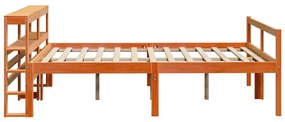 Estrutura cama c/ cabeceira 160x200cm pinho maciço castanho-mel