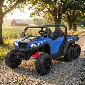 Carro elétrico para Crianças Farmer 2 lugares 24V 4x4 Truck X-POWER, Rodas de espuma EVA, Assento Couro ecológico Azul