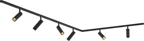 Sistema de iluminação de trilho moderno com 6 focos preto 1-fase - Slimline Uzzy