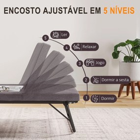 Cama Dobrável 70x180 cm com Colchão de Espuma Cama Dobrável com Encost