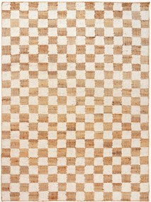 Tapete em lã artesanal de pelo curto Check, vários tamanhos