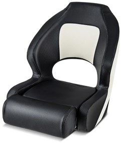 Assento de barco desportivo dobrável com encosto de 53 cm de altura e encosto estofado em couro PVC impermeável Preto