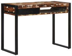 vidaXL Secretária multicor 100x50x75 cm madeira maciça recuperada