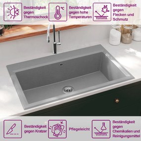 Tanque de Cozinha Cinza 790x500x193 mm Granito