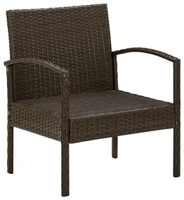 Cadeira de jardim com almofadão vime PE castanho