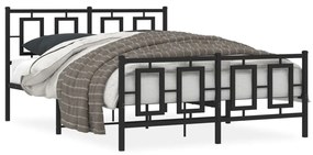 vidaXL Estrutura de cama com cabeceira e pés 135x190 cm metal preto