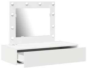 Mesa de Maquiagem Suspensa com Luzes LED - Branca