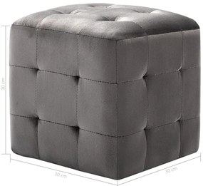 Pufe 2 pcs 30x30x30 cm veludo cinzento