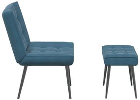 Cadeira de descanso com banco veludo azul
