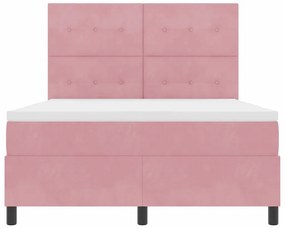 Cama Box com Colchão vidaXL Rosa 140x190 cm Veludo