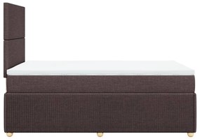 Cama boxspring com colchão 120x190 cm tecido castanho-escuro