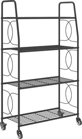 Outsunny Suporte para Plantas em Metal com 4 Níveis, Estante em Escada Robusta para Vasos com Rodas Traváveis | Aosom Portugal