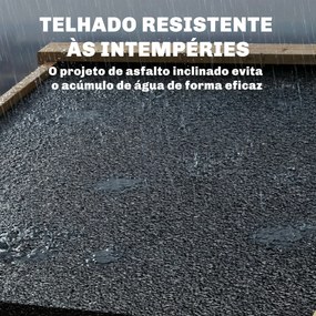 Armário Exterior de Madeira com Telhado Inclinado em Asfalto 2 Portas com Fecho e 2 Prateleiras 101,5x49x176 cm Madeira