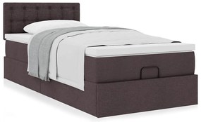 Cama otomana com colchão 100x200 cm tecido castanho escuro
