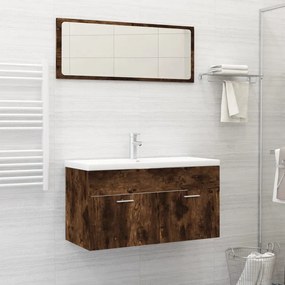 vidaXL 2 pcs conj. móveis casa de banho derivados madeira cor fumado