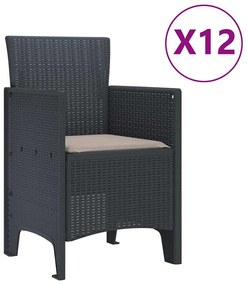 Conjunto de Jantar para Jardim com Almofadas 13 pcs Antracite