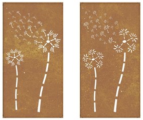 Decorações p/ muro de jardim 2 pcs aço corten design flores