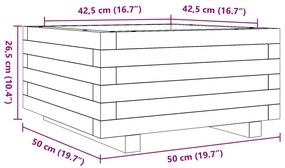 Vaso/floreira de jardim 50x50x26,5 cm pinho maciço castanho-mel
