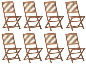 Cadeiras de exterior dobráveis c/ almofadões 8pcs acácia maciça