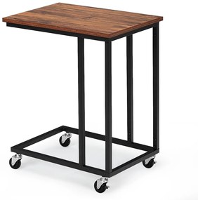 Mesa lateral de computador em forma de C para dormitório  50 x 35 x 61 cm Castanho