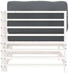 Sofás de canto com almofadões 2 pcs pinho maciço branco