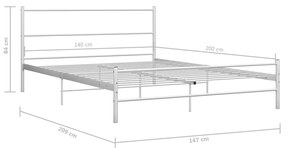 Estrutura de cama em metal branco 140x200 cm