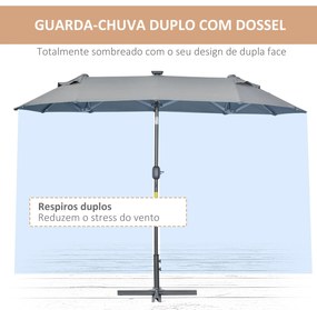 Outsunny Chapéu de Sol Duplo 295x150x219 cm Chapéu de Sol de Jardim co