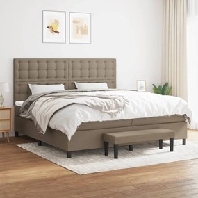 vidaXL Cama com molas/colchão 200x200 cm tecido castanho-acinzentado