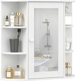 HOMCOM Armário com Espelho Casa Banho Prateleiras Laterais Organização 66x17x63cm Branco | Aosom Portugal