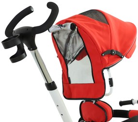 ® Triciclo de bebê 4 em 1 Trolley Trike Bicicletas para Crianças + 18 meses Evolutivo Giratório Capa Barra destacável Vermelho