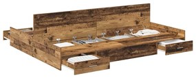 Estrado de cama com arrumação Madeira antiga 140 x 200 cm