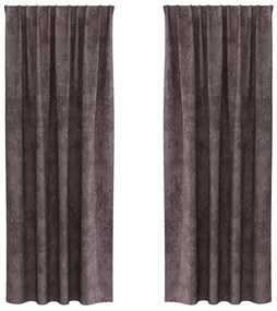 Cortinas de Veludo 2 pcs com Ilhós Castanho 225x140 cm