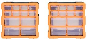 Caixas organizadoras com 12 gavetas 2 pcs 26,5x16x26 cm