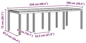 Conjunto de Jantar ao Ar Livre 9 pcs Branco 250 x 100 x 73 cm