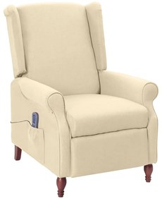 vidaXL Poltrona de massagens reclinável tecido cor creme