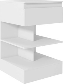 HOMCOM Mesa de Cabeceira Mesa Auxiliar com 1 Gaveta e 2 Prateleiras Abertas para Quarto Sala Estilo Moderno 39x39x65 cm Branco | Aosom Portugal