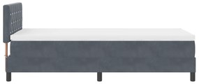 Cama Box Spring com Colchão Cinza Escuro 90x200 cm Veludo
