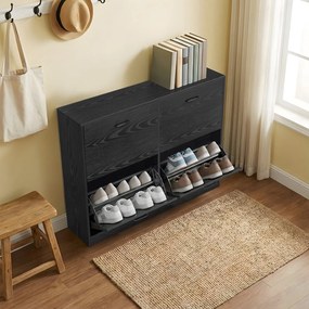 Sapateira com 4 abas para sapatos 24 x 105,5 x 82,7 cm preta