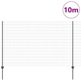 Cerca Euro com 10 Postes U Cinza 1,5x10 m Aço