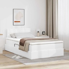vidaXL Cama com arrumação e colchão Branco Puro 120 x 200 cm