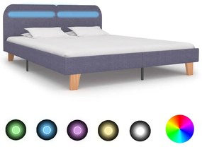 Estrutura de cama com LEDs em tecido 160x200 cm cinzento-claro